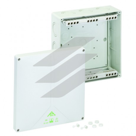 Розподільча коробка Aboх-i 350-35² (250х250х115мм), клема 5х35мм² (4х16²-4х25²-4х35² на кожний полюс), полікарбонат, 14 вводів (3-М20/М25, 9-М40/М50, на днищі 2-М20/М25), IP65, Spelsberg